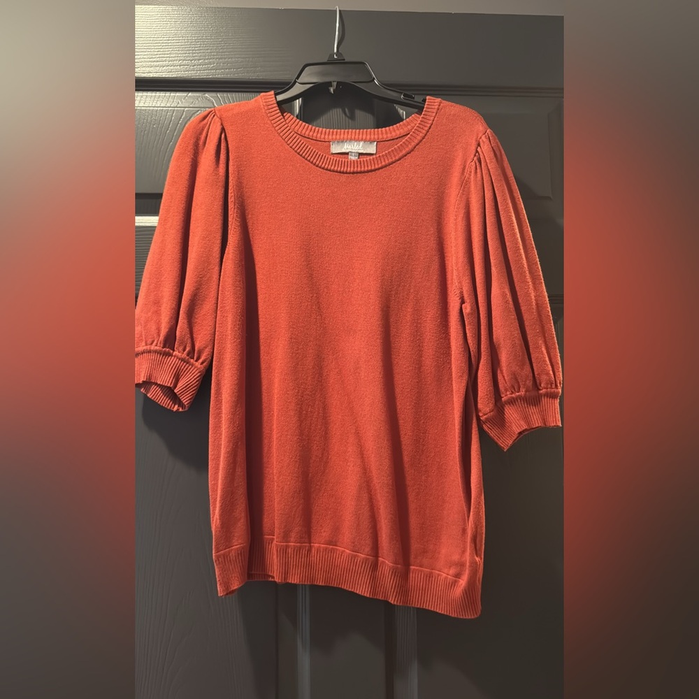 Orange Puff Sleeve Sweater